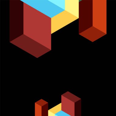 Soyut arkaplan. 3 boyutlu küp, küp elementler ve bloklar. Duvar kağıdı, afiş, arkaplan, iniş sayfası için tekno veya iş konsepti