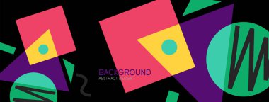 Soyut arkaplan. Bloklar, çizgiler, üçgenler, daireler. Duvar kağıdı, afiş, arkaplan, iniş sayfası için tekno veya iş konsepti