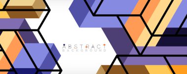 Soyut arkaplan. 3 boyutlu küp, küp elementler ve bloklar. Duvar kağıdı, afiş, arkaplan, iniş sayfası için tekno veya iş konsepti