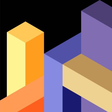 Soyut arkaplan. 3 boyutlu küp, küp elementler ve bloklar. Duvar kağıdı, afiş, arkaplan, iniş sayfası için tekno veya iş konsepti