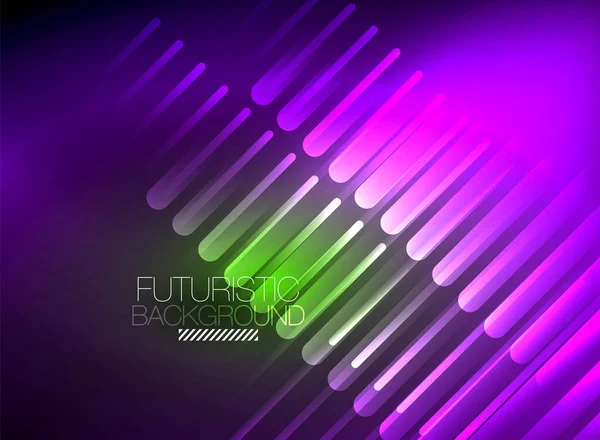 Fényes neon szín techno elvont háttér, fényes izzó neon vonalak a sötét háttér — Stock Vector