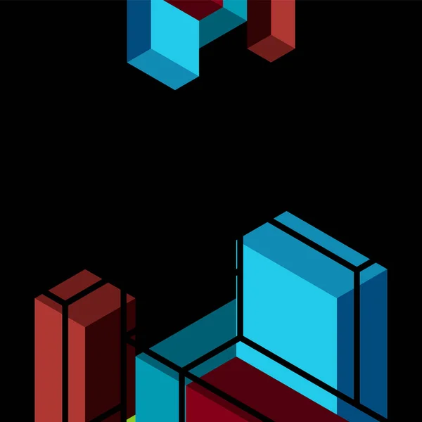 Abstrakt bakgrund. 3d kuber, kubikbitar och block. Techno eller affärsidé för tapeter, banner, bakgrund, landningssida — Stock vektor