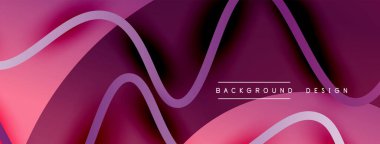 Gölge efektli dalga çizgisi olan soyut gradyan arkaplan. Geometrik bileşim. 3B gölge efektleri ve sıvı eğimleri