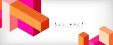 Soyut arkaplan. 3 boyutlu küp, küp elementler ve bloklar. Duvar kağıdı, afiş, arkaplan, iniş sayfası için tekno veya iş konsepti