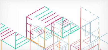 Soyut arkaplan. Beyaz arkaplanda renk çizgileri. Doğrusal soyut kompozisyon. Duvar kağıdı, afiş, arkaplan, iniş sayfası için tekno veya iş konsepti