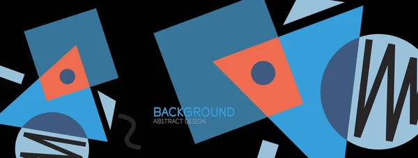 抽象的な背景。ブロック、線、三角形、円の構成。壁紙、バナー、背景、ランディングページのための技術またはビジネスコンセプト — ストックベクタ