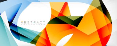 Geometrik soyut arkaplan - beyaz üzerine çok renkli soyut şekiller. Duvar Kağıdı, Sancak, Arkaplan, İniş Sayfası için Vektör İllüstrasyonu