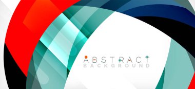 Geometrik soyut arkaplan. Üst üste binen renk şekilleriyle çember oluşturuldu. Duvar Kağıdı, Sancak, Arkaplan, İniş Sayfası için Vektör İllüstrasyonu