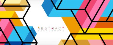 Soyut arkaplan. 3 boyutlu küp, küp elementler ve bloklar. Duvar kağıdı, afiş, arkaplan, iniş sayfası için tekno veya iş konsepti