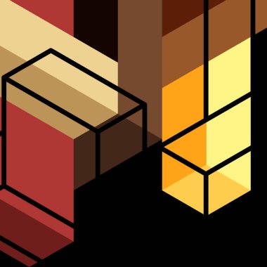 Soyut arkaplan. 3 boyutlu küp, küp elementler ve bloklar. Duvar kağıdı, afiş, arkaplan, iniş sayfası için tekno veya iş konsepti