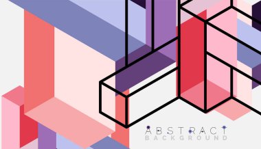 Soyut arkaplan. 3 boyutlu küp, küp elementler ve bloklar. Duvar kağıdı, afiş, arkaplan, iniş sayfası için tekno veya iş konsepti