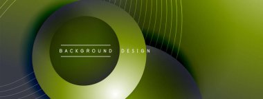 Gölgeli gradyan daireler. Vektör tekno soyut arka plan. Modern üstüste bindirme formları duvar kağıdı arkaplanı, tasarım şablonu