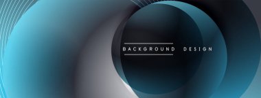 Gölgeli gradyan daireler. Vektör tekno soyut arka plan. Modern üstüste bindirme formları duvar kağıdı arkaplanı, tasarım şablonu