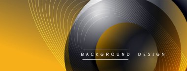 Gölgeli gradyan daireler. Vektör tekno soyut arka plan. Modern üstüste bindirme formları duvar kağıdı arkaplanı, tasarım şablonu