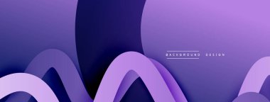 Gölge efektli dalga çizgisi olan soyut gradyan arkaplan. Geometrik bileşim. 3B gölge efektleri ve sıvı eğimleri