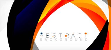 Geometrik soyut arkaplan. Üst üste binen renk şekilleriyle çember oluşturuldu. Duvar Kağıdı, Sancak, Arkaplan, İniş Sayfası için Vektör İllüstrasyonu
