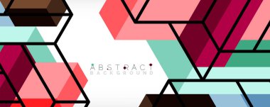 Soyut arkaplan. 3 boyutlu küp, küp elementler ve bloklar. Duvar kağıdı, afiş, arkaplan, iniş sayfası için tekno veya iş konsepti