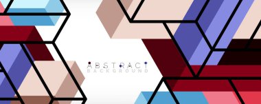 Soyut arkaplan. 3 boyutlu küp, küp elementler ve bloklar. Duvar kağıdı, afiş, arkaplan, iniş sayfası için tekno veya iş konsepti