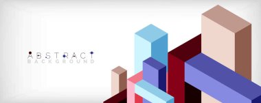 Soyut arkaplan. 3 boyutlu küp, küp elementler ve bloklar. Duvar kağıdı, afiş, arkaplan, iniş sayfası için tekno veya iş konsepti