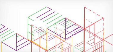 Soyut arkaplan. Beyaz arkaplanda renk çizgileri. Doğrusal soyut kompozisyon. Duvar kağıdı, afiş, arkaplan, iniş sayfası için tekno veya iş konsepti
