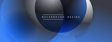 Gölgeli gradyan daireler. Vektör tekno soyut arka plan. Modern üstüste bindirme formları duvar kağıdı arkaplanı, tasarım şablonu