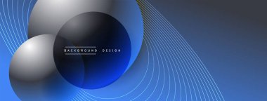 Gölgeli gradyan daireler. Vektör tekno soyut arka plan. Modern üstüste bindirme formları duvar kağıdı arkaplanı, tasarım şablonu