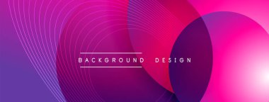 Gölgeli gradyan daireler. Vektör tekno soyut arka plan. Modern üstüste bindirme formları duvar kağıdı arkaplanı, tasarım şablonu