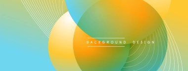 Gölgeli gradyan daireler. Vektör tekno soyut arka plan. Modern üstüste bindirme formları duvar kağıdı arkaplanı, tasarım şablonu