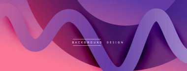 Gölge efektli dalga çizgisi olan soyut gradyan arkaplan. Geometrik bileşim. 3B gölge efektleri ve sıvı eğimleri