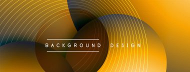 Gölgeli gradyan daireler. Vektör tekno soyut arka plan. Modern üstüste bindirme formları duvar kağıdı arkaplanı, tasarım şablonu