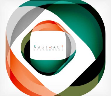 Üst üste binen dalgalarla soyut kare şekil, minimum geometrik arkaplan. Duvar Kağıdı, Sancak, Arkaplan, İniş Sayfası için Vektör İllüstrasyonu