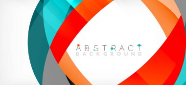 Geometrik soyut arkaplan. Üst üste binen renk şekilleriyle çember oluşturuldu. Duvar Kağıdı, Sancak, Arkaplan, İniş Sayfası için Vektör İllüstrasyonu