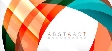 Geometrik soyut arkaplan. Üst üste binen renk şekilleriyle çember oluşturuldu. Duvar Kağıdı, Sancak, Arkaplan, İniş Sayfası için Vektör İllüstrasyonu