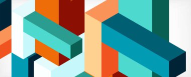 Soyut arkaplan. 3 boyutlu küp, küp elementler ve bloklar. Duvar kağıdı, afiş, arkaplan, iniş sayfası için tekno veya iş konsepti