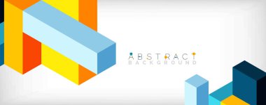 Soyut arkaplan. 3 boyutlu küp, küp elementler ve bloklar. Duvar kağıdı, afiş, arkaplan, iniş sayfası için tekno veya iş konsepti