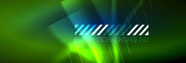 Neon glowing lines, magic energy and light motion background. Vector wallpaper template — Stock Vector
