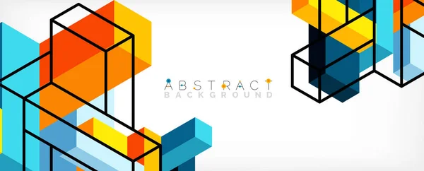 Fondo abstracto. 3d cubos, elementos cúbicos y bloques. Techno o concepto de negocio para fondo de pantalla, banner, fondo, landing page — Vector de stock