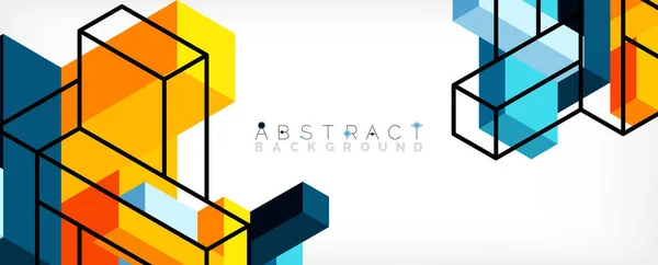 Fundo abstrato. cubos 3d, elementos cúbicos e blocos. Techno ou conceito de negócio para papel de parede, banner, fundo, landing page — Vetor de Stock