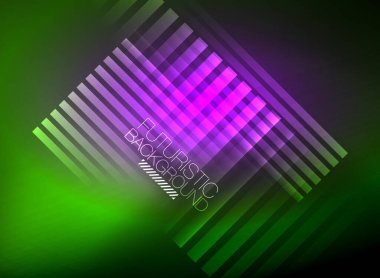 Parlak neon rengi tekno soyut arkaplan, koyu arkaplanda parlak neon çizgiler