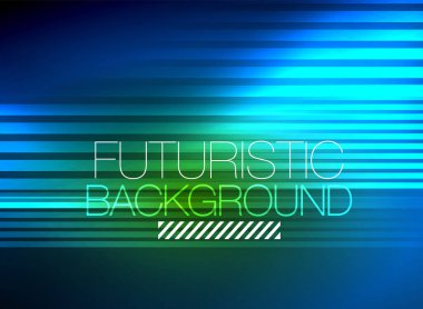 Parlak neon rengi tekno soyut arkaplan, koyu arkaplanda parlak neon çizgiler