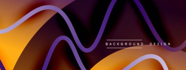 Gölge efektli dalga çizgisi olan soyut gradyan arkaplan. Geometrik bileşim. 3B gölge efektleri ve sıvı eğimleri