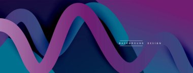 Gölge efektli dalga çizgisi olan soyut gradyan arkaplan. Geometrik bileşim. 3B gölge efektleri ve sıvı eğimleri