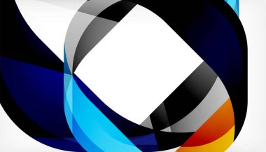 Üst üste binen dalgalarla soyut kare şekil, minimum geometrik arkaplan. Duvar Kağıdı, Sancak, Arkaplan, İniş Sayfası için Vektör İllüstrasyonu