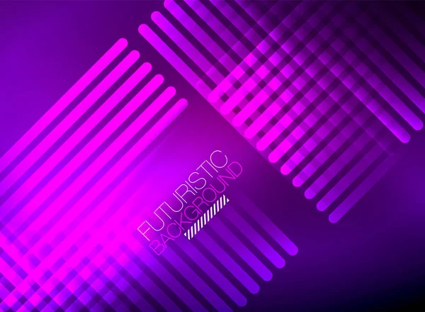 Яркий неоновый цвет техно абстрактный фон, блестящие светящиеся неоновые линии на темном фоне — стоковый вектор