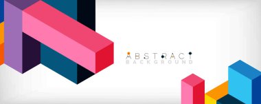 Soyut arkaplan. 3 boyutlu küp, küp elementler ve bloklar. Duvar kağıdı, afiş, arkaplan, iniş sayfası için tekno veya iş konsepti