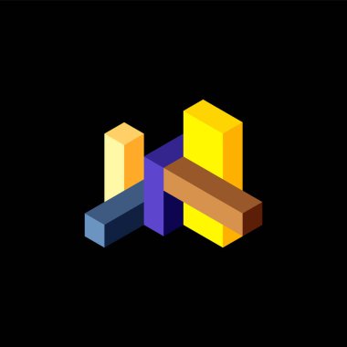 Soyut arkaplan. 3 boyutlu küp, küp elementler ve bloklar. Duvar kağıdı, afiş, arkaplan, iniş sayfası için tekno veya iş konsepti