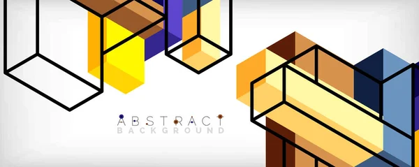 Abstracte achtergrond. 3d blokjes, kubieke elementen en blokken. Techno of business concept voor behang, banner, achtergrond, landing page — Stockvector