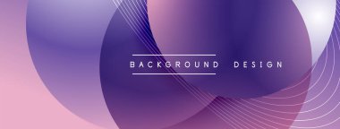 Gölgeli gradyan daireler. Vektör tekno soyut arka plan. Modern üstüste bindirme formları duvar kağıdı arkaplanı, tasarım şablonu