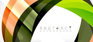 Geometrik soyut arkaplan. Üst üste binen renk şekilleriyle çember oluşturuldu. Duvar Kağıdı, Sancak, Arkaplan, İniş Sayfası için Vektör İllüstrasyonu