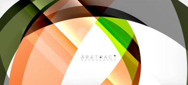 Geometrik soyut arkaplan. Üst üste binen renk şekilleriyle çember oluşturuldu. Duvar Kağıdı, Sancak, Arkaplan, İniş Sayfası için Vektör İllüstrasyonu